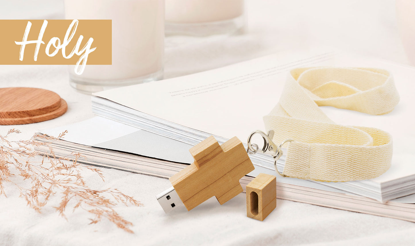 Memória USB Cruz de Bambu 32GB | Personalizável