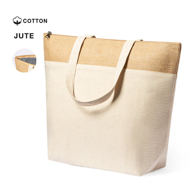 Saco Térmico Algodão + Juta Laminada Linax | Interior Alumínio Fecho Zip 7kg | 43x33x14cm | Brinde
