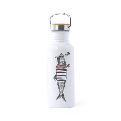 Botella Sublimación Preuk Acero Inox 700ml | Estilo Retro + Bambú | Asa Vintage | Brinde
