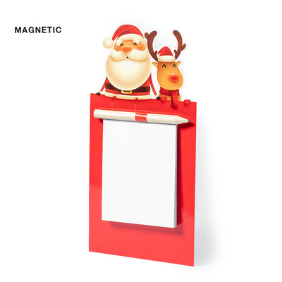 Íman Natal Bloco Notas + Lápis Madeira Larry | Pai Natal + Renas 40 Folhas | 9,5x20,2cm | Brinde Natal