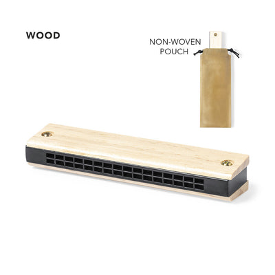 Armónica Blues Madera Pino | Bolsa Non-Woven Cordón | Regalo Musical Sostenible