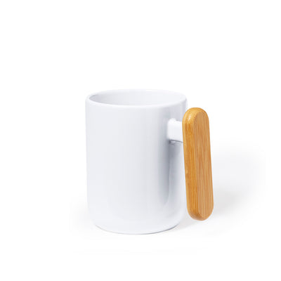 Mystral — Taza Cerámica 480ml + Asa Bambú | Gran Capacidad | Sostenible