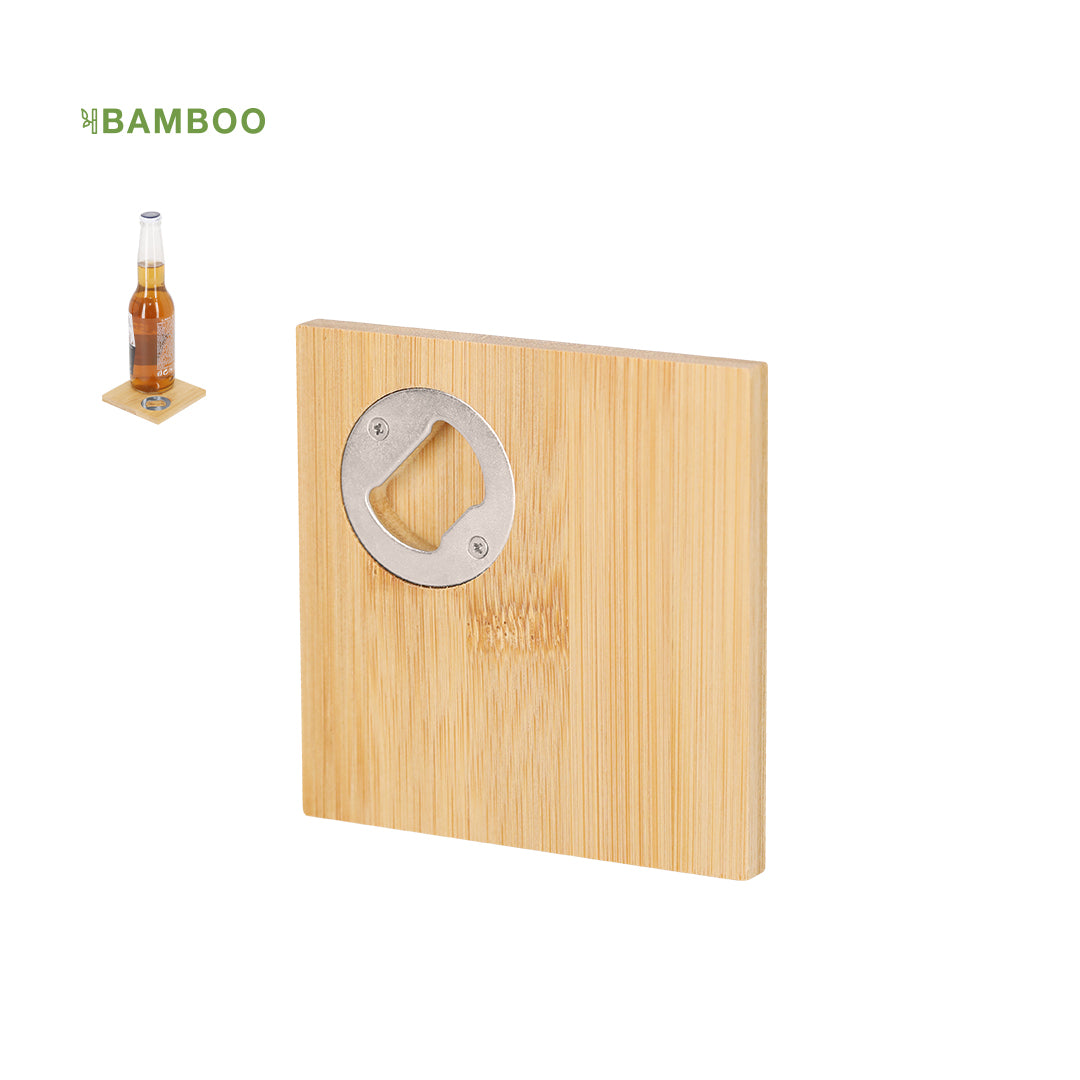 Base para Vasos con Abrecápsulas Integrado Bambú | Caja Kraft | Grabado Láser