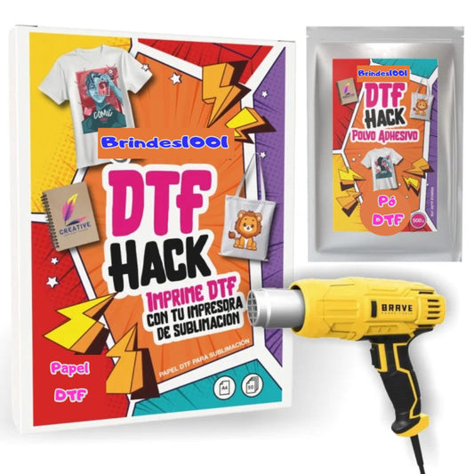 Kit completo para sublimação de algodão, madeira, papelão ou couro - DTF Hack A4