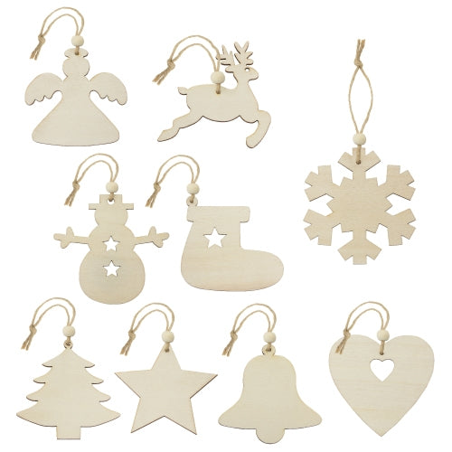 Set De Enfeite Em Madeira (9 Pcs) "Ruka" | Natal