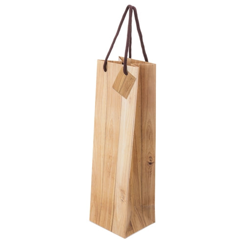 Bolsa Papel Efeito Madeira 1 Garrafa "abeto — detalhe