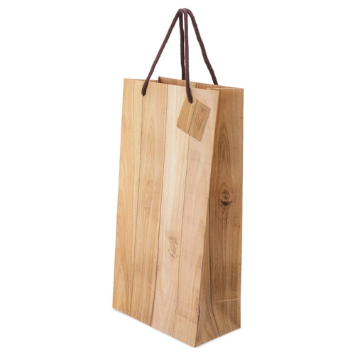 Bolsa Papel Efeito Madeira 2 Garrafa "abeto — detalhe