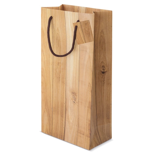 Bolsa Papel Efeito Madeira 2 Garrafa "abeto — Brindes1001