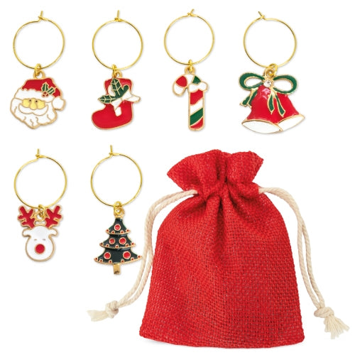 Conjunto De 6 Anéis De Natal Para Taças "Brindis"