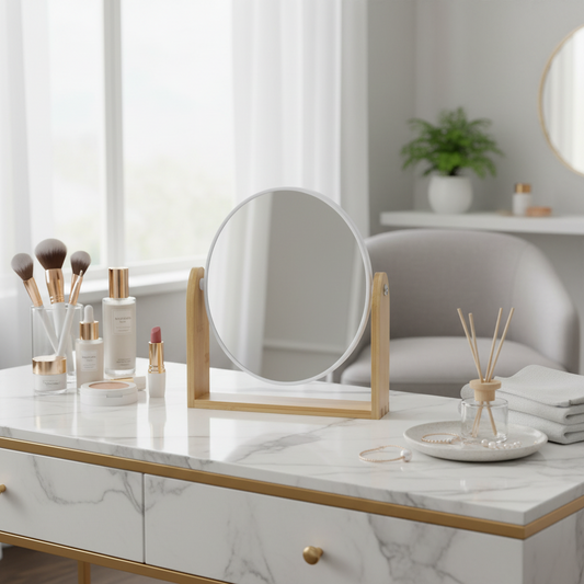 Espejo de Mesa Rinoco Bambú | Doble Cara 1X 3X | Regalo Ecológico Premium