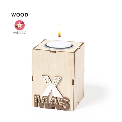 Vela Aromática Navidad Vainilla Madera Jorin | Diseño Navideño Tonos Naturales Caja Eco | 6,5x8,9cm | Regalo