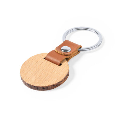 Porta-Chaves Mappets Madeira Natural + Fita PU | Retangular e Circular | Gravação Laser