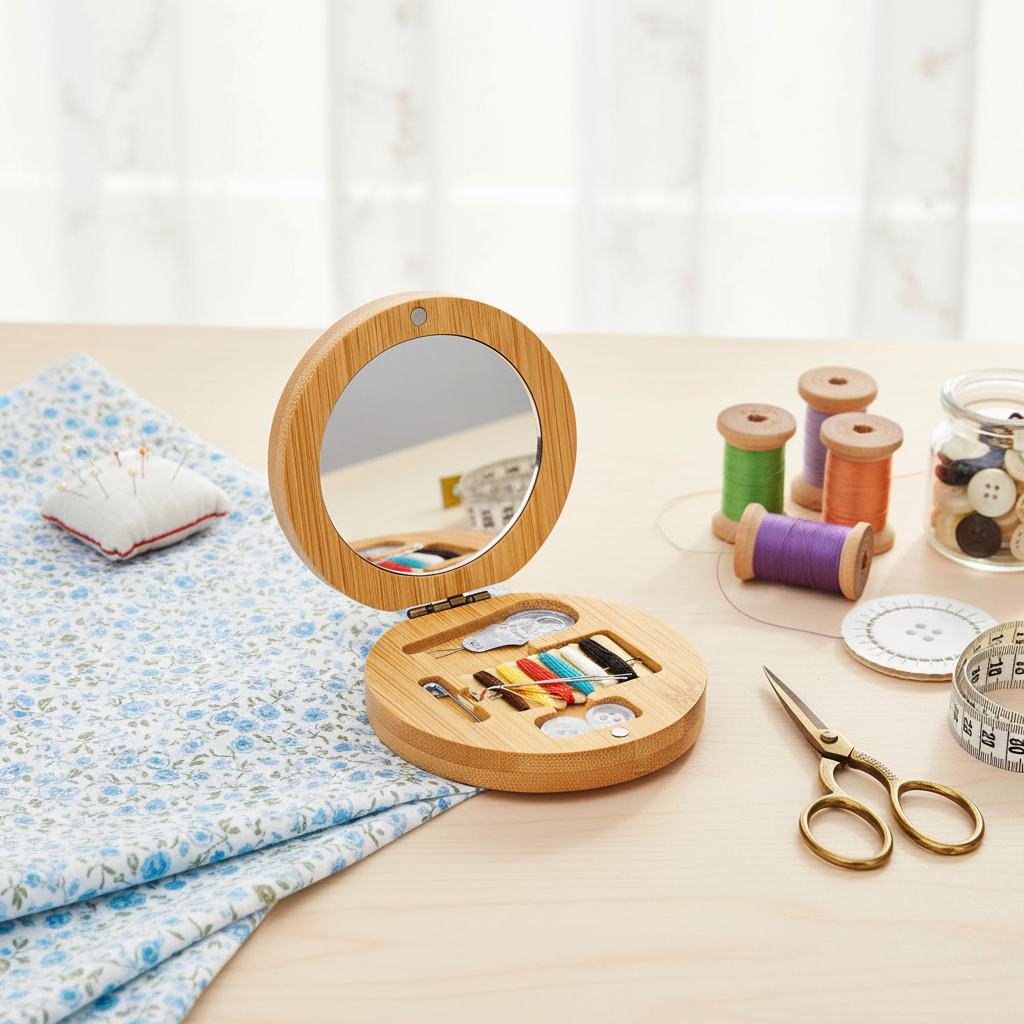 Set Costura Atriax Bambú | Kit Viaje con Espejo y Cierre Magnético