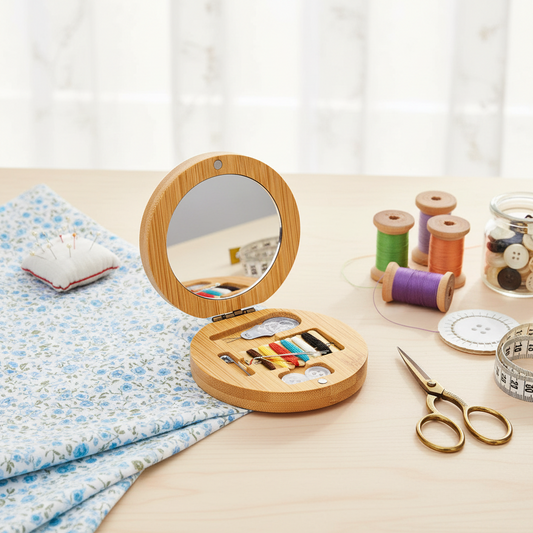 Set Costura Atriax Bambú | Kit Viaje con Espejo y Cierre Magnético