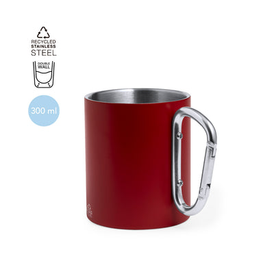 Taza Acero Inox Reciclado Lecrer 300ml - Doble Pared Mosquetón Caja Kraft