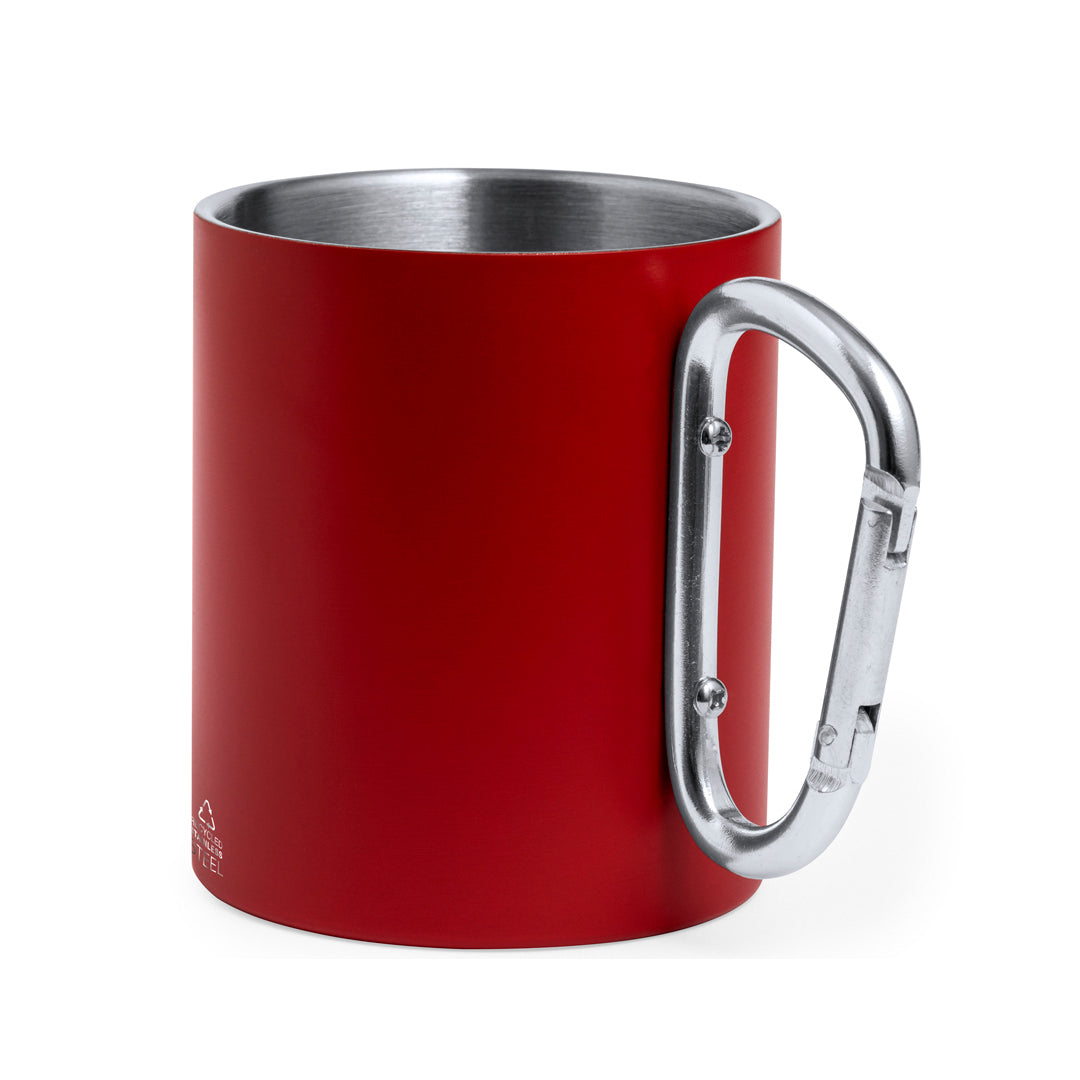 Caneca Aço Inox Reciclado Lecrer 300ml - Parede Dupla Mosquetão Caixa Kraft