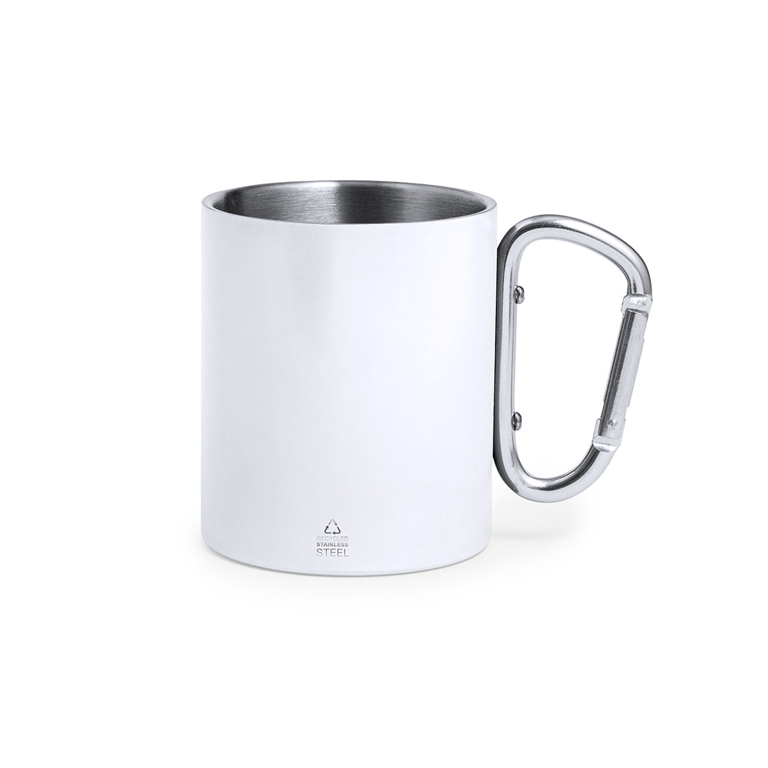 Caneca Aço Inox Reciclado Lecrer 300ml - Parede Dupla Mosquetão Caixa Kraft