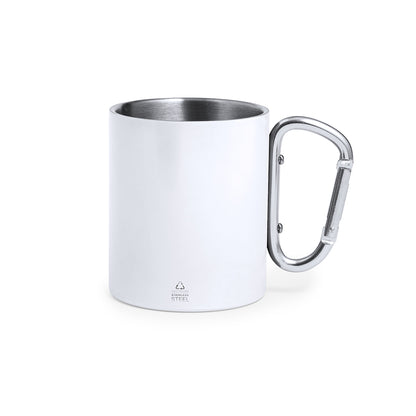 Caneca Aço Inox Reciclado Lecrer 300ml - Parede Dupla Mosquetão Caixa Kraft