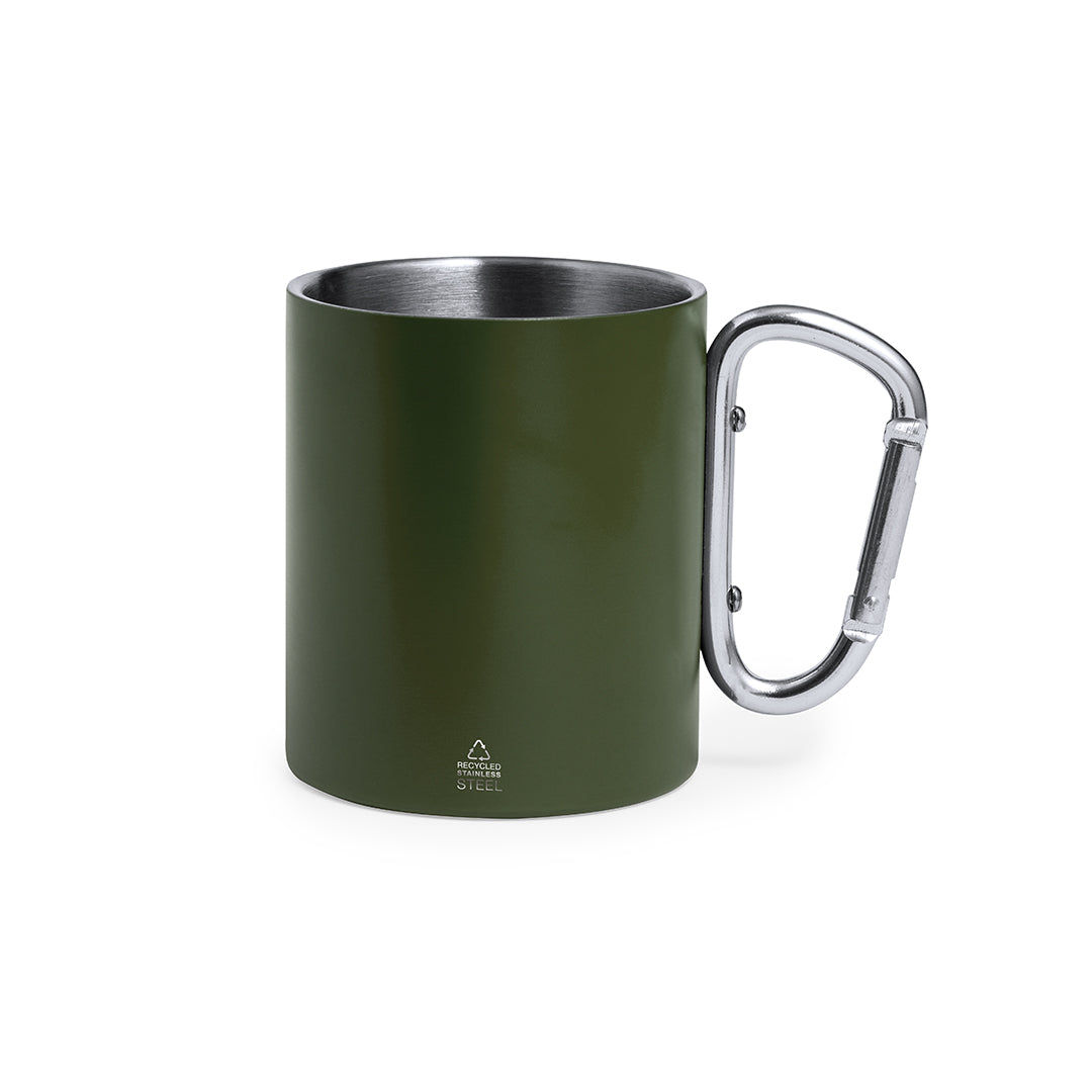 Caneca Aço Inox Reciclado Lecrer 300ml - Parede Dupla Mosquetão Caixa Kraft
