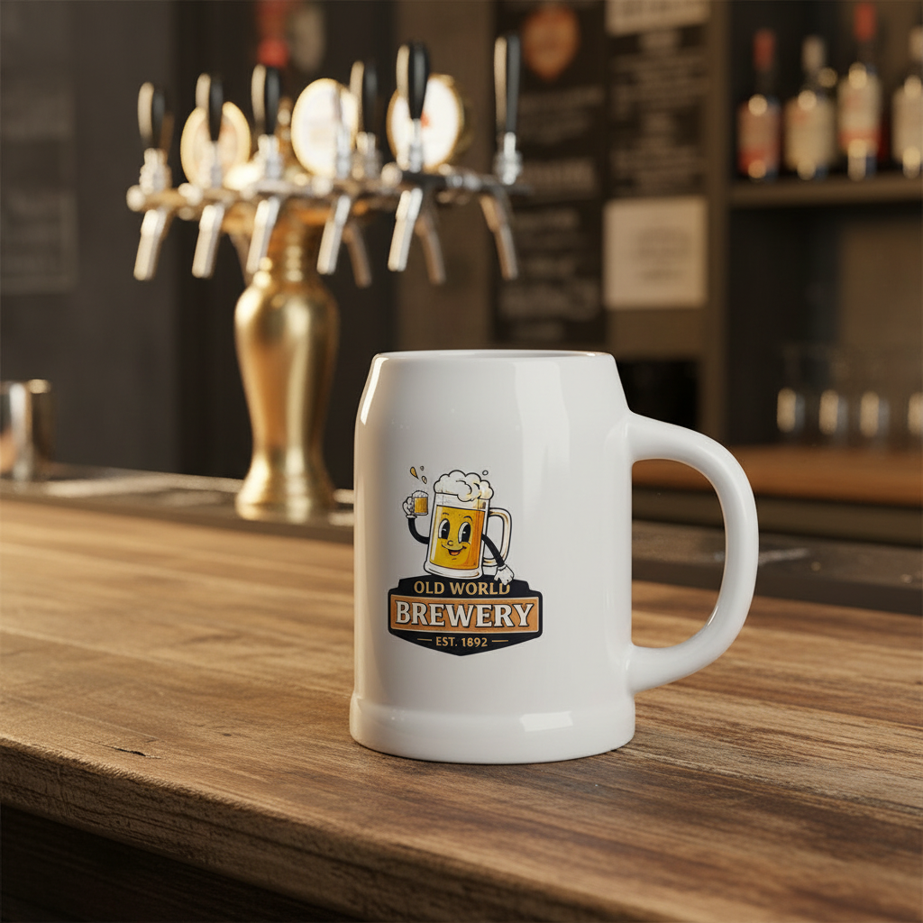 Jarra de cerveza para sublimación Heim 700ml | Cerámica blanca con asa