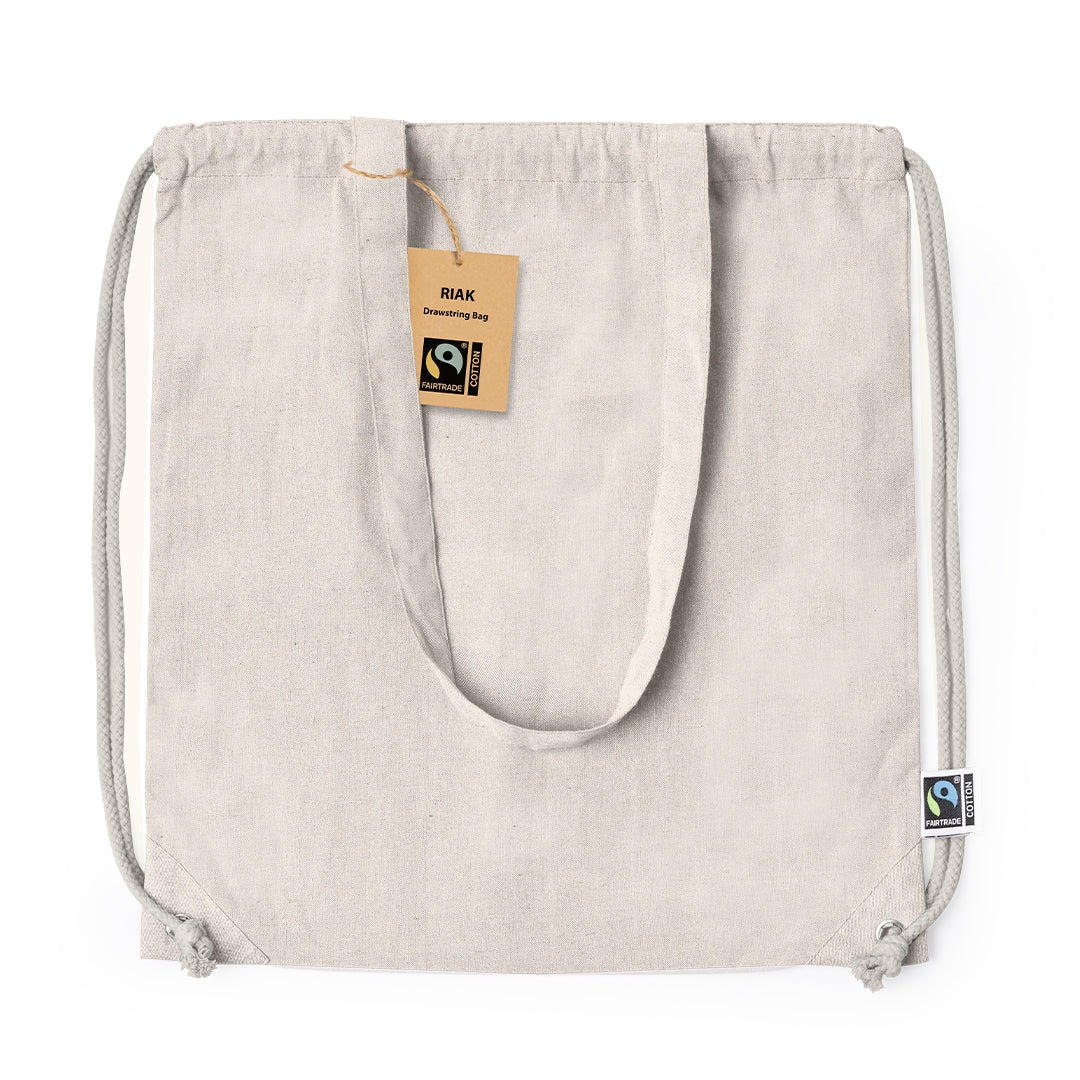 Mochila Saco | Riak Fairtrade | Algodão Reciclado 140  | 38 x 42 cm | 5 Cores