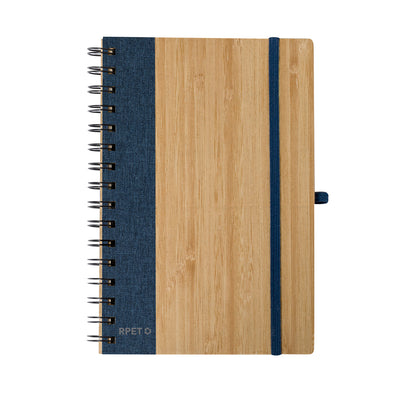 Cuaderno Bambú A5 Gasmon | 80 Hojas Rayadas Papel Reciclado Anillas Cierre Elástico | 4 Colores | Regalo Eco