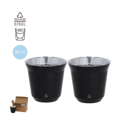 Set 2 Copos Aço Inox Reciclado Kodet 80ml - Parede Dupla Sustentável