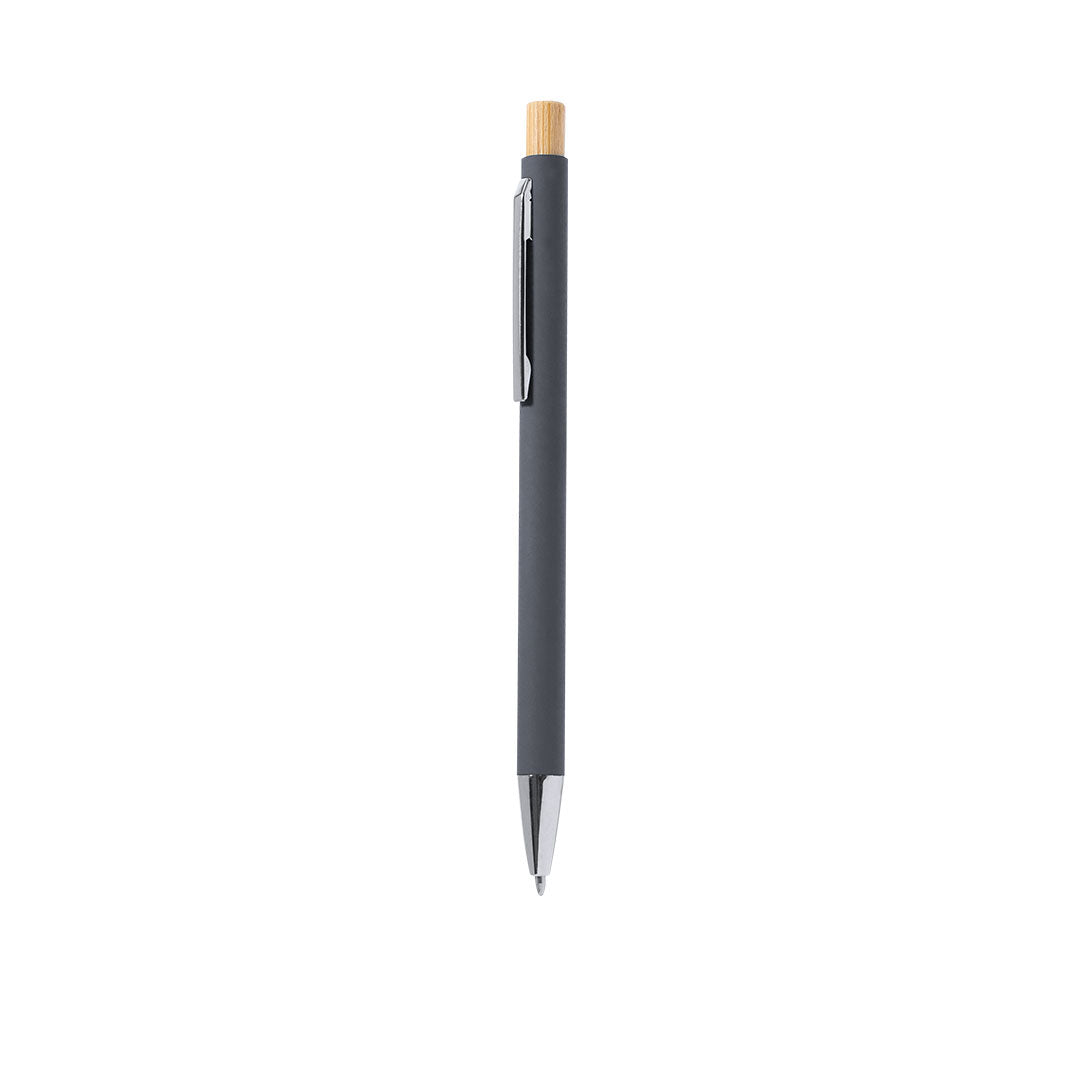 Esferográfica Bambu/ Alumínio Reciclado. Acabamento Aborrachado Kosif