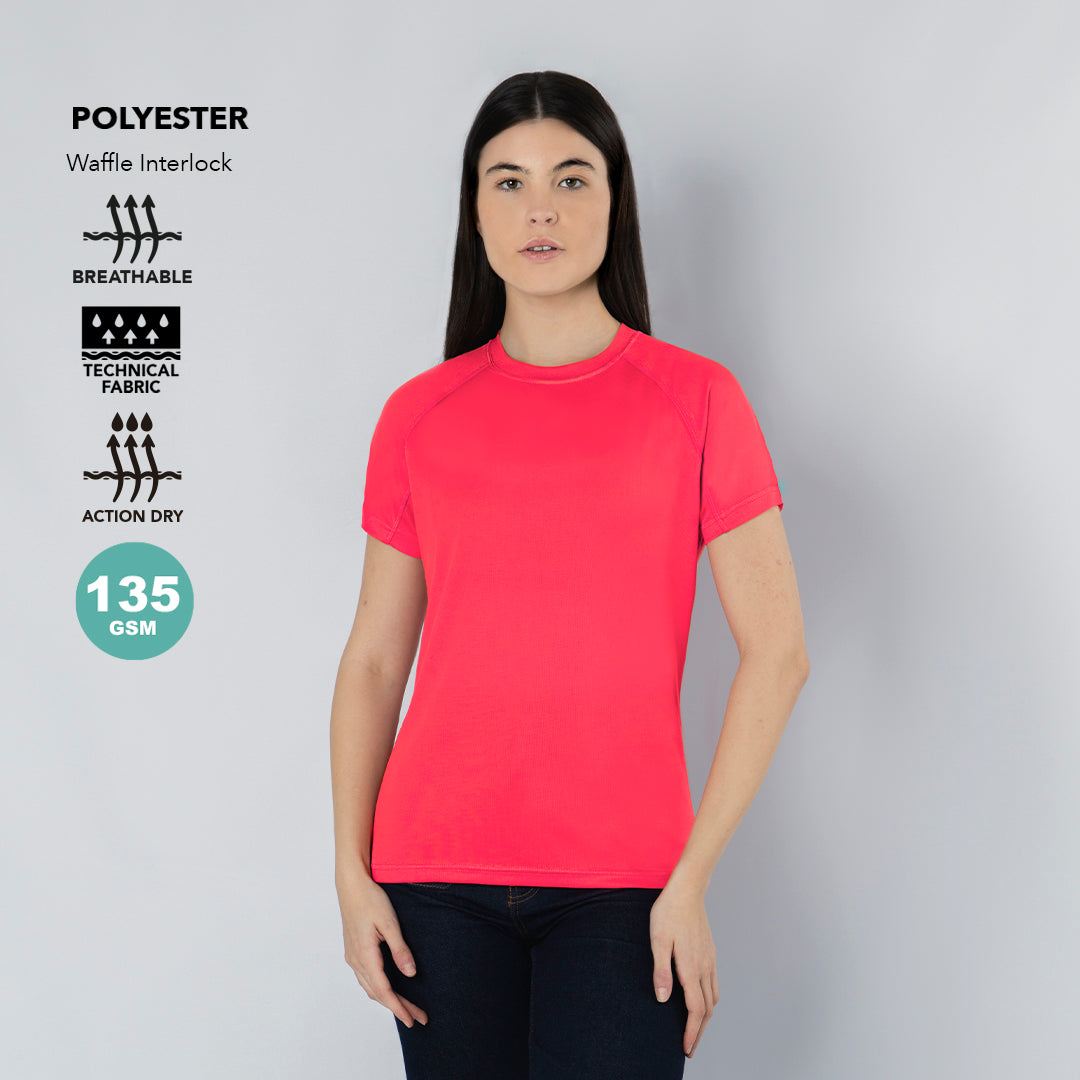 T-Shirt Técnica Feminina Cool Dry Cocker | Raglan Waffle Interlock 135g