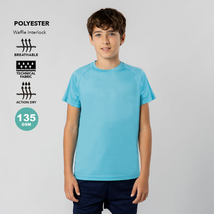T-Shirt Técnica Infantil Cool Dry Cocker | Raglan Waffle Interlock 135g