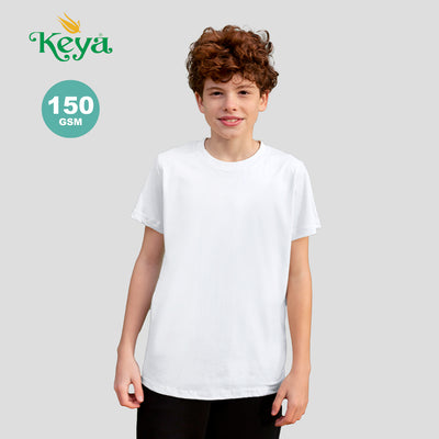 T-Shirt Criança Branca Keya YC150 | 100% Algodão 150g/m² | Brinde Infantil