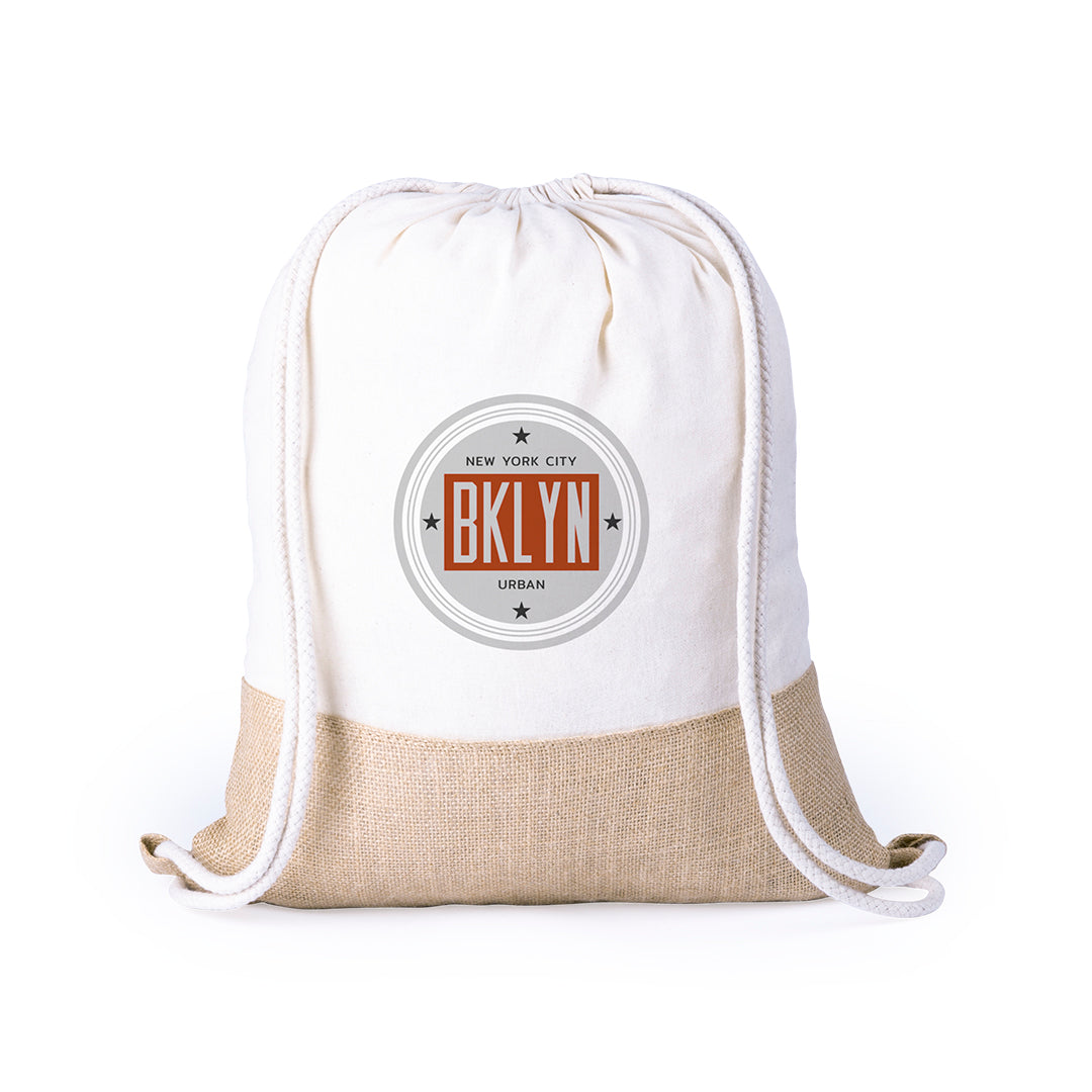 Mochila | Badix | Juta/ Algodão 120 g/ m | 34 x 43 cm