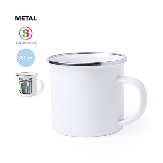 Taza Metálica Vintage Sublimación Neym | 380ml Borde Cromado Caja Individual | Full Color