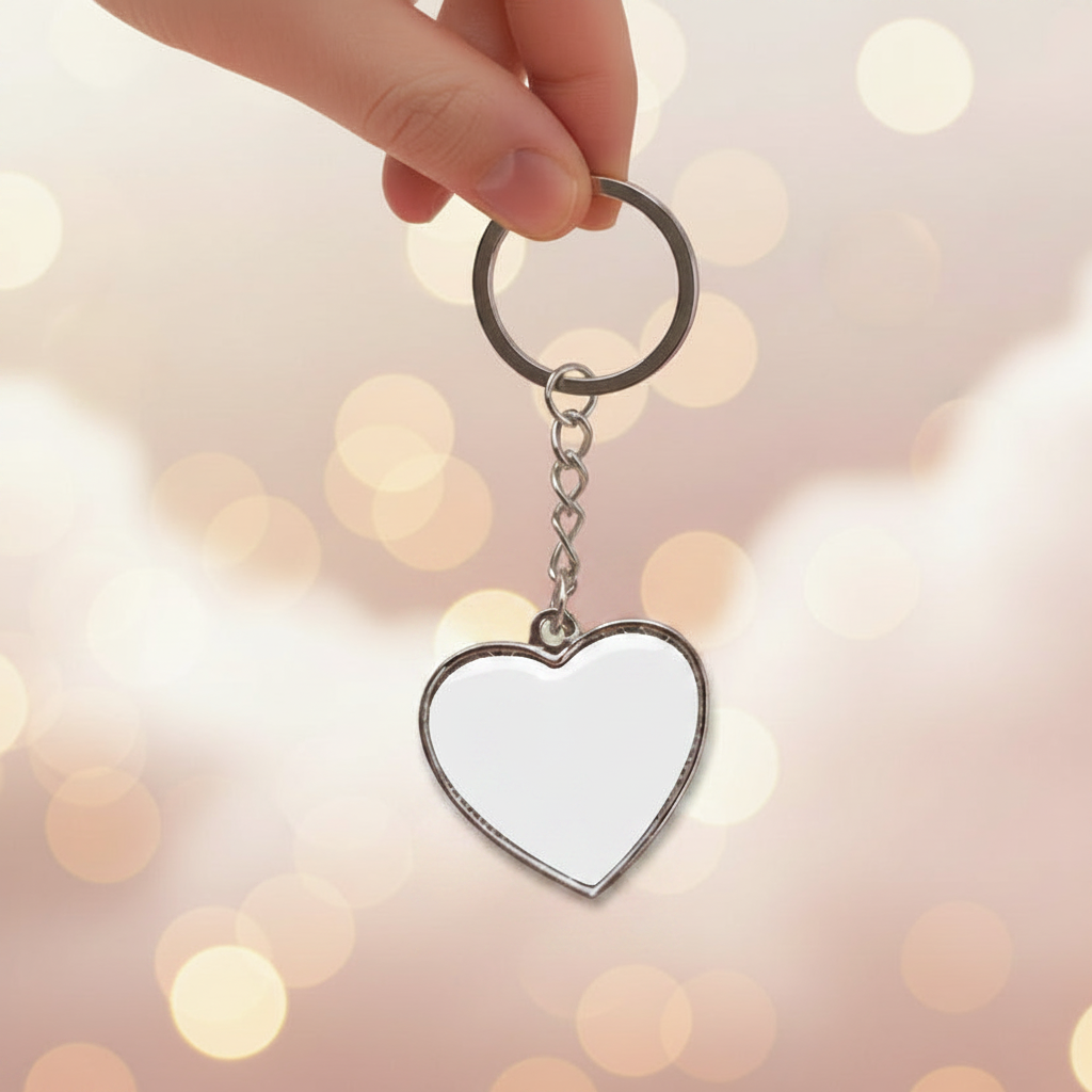 Porta-Chaves Metal Sublimação Branco - Argola Presentes Datas Especiais